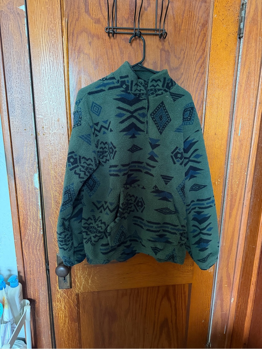 Women’s Green Patterned Zip-Up Fleece Jacket